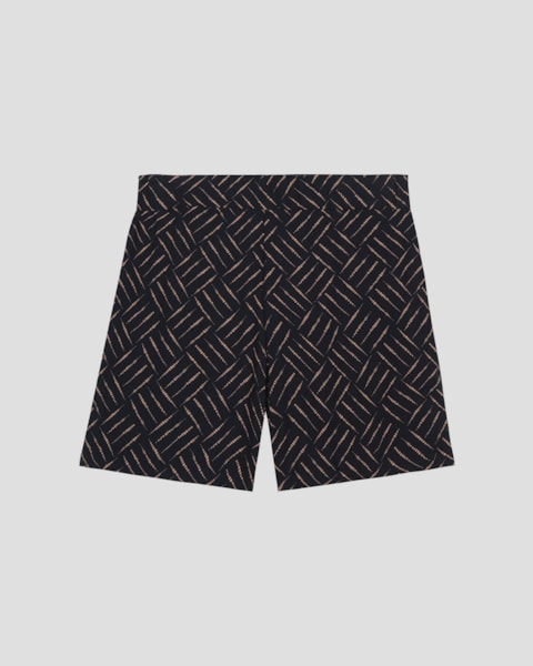 Shorts Plus Size em Viscose Estampada Cereja Rosa Preto