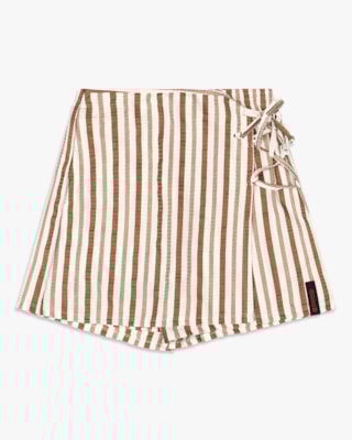Shorts Saia Juvenil em Canelado Listrado - BaseD - Natural