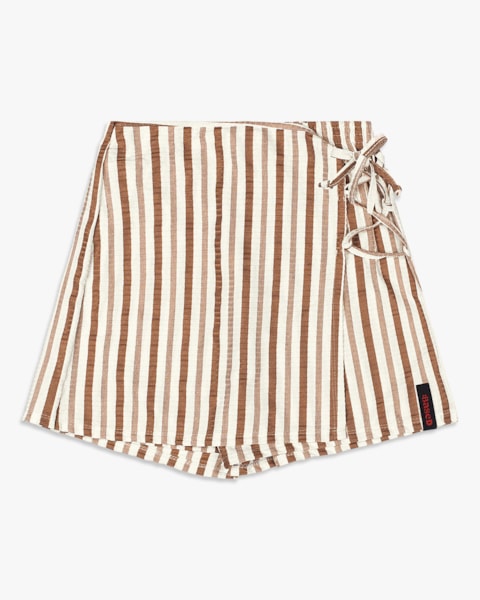 Shorts Saia Juvenil em Canelado Listrado - BaseD - Natural