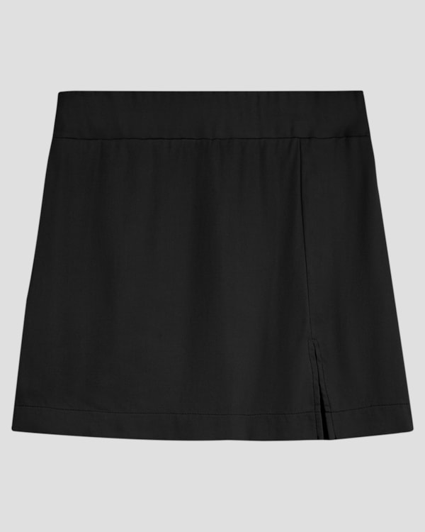 Shorts Saia Juvenil em Tecido Viscose com Fenda BaseD Preto
