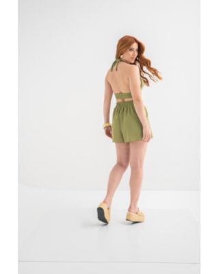 Shorts Tecido Crepe com Bolsos Cereja Rosa