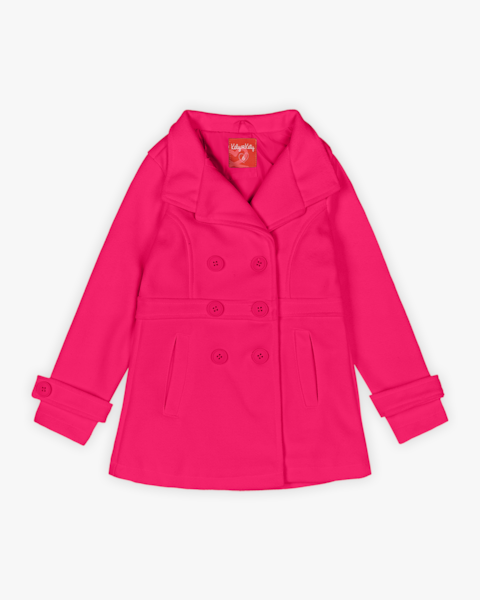 Sobretudo Infantil Menina em Lã Batida com Bolso - Kely Kety - Cherry