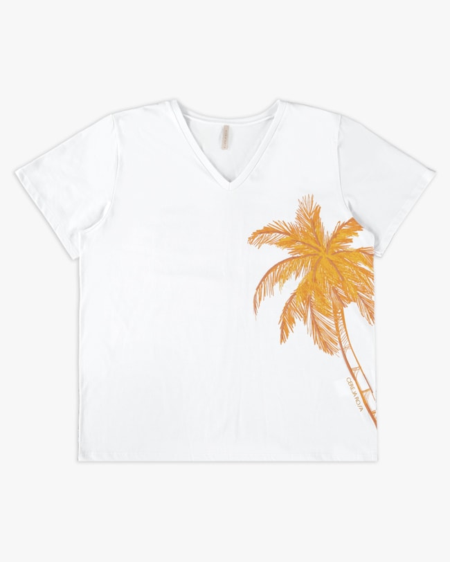 T-shirt Decote V em Meia Malha - Cereja Rosa - Branco GG-b4afccd1-bd2a-4f2c-9ec5-3883af75188f