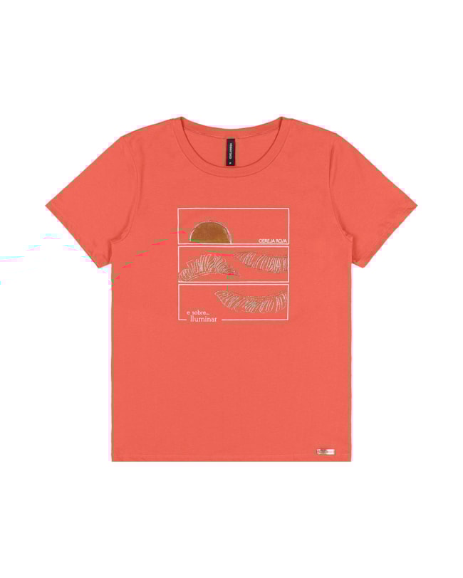 T-shirt em Meia Malha com Estampa Cereja Rosa-f1c46302-a9f2-467a-8987-bd7acb6e283a