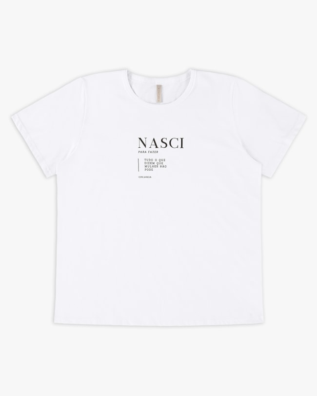 T-shirt em Meia Malha com Estampa Frase - Cereja Rosa - Branco P-082c1b41-ad31-4707-806b-c25c66fa67cc