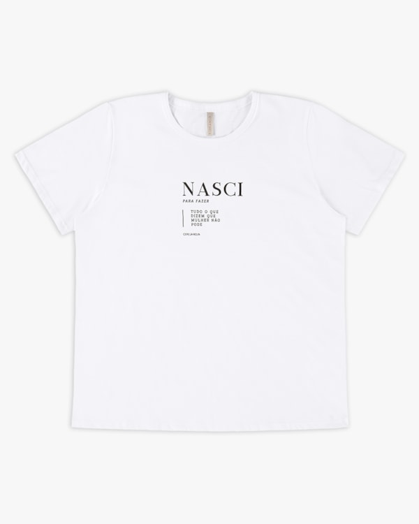 T-shirt em Meia Malha com Estampa Frase - Cereja Rosa - Branco P