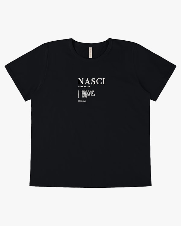 T-shirt em Meia Malha com Estampa Frase - Cereja Rosa - Preto P