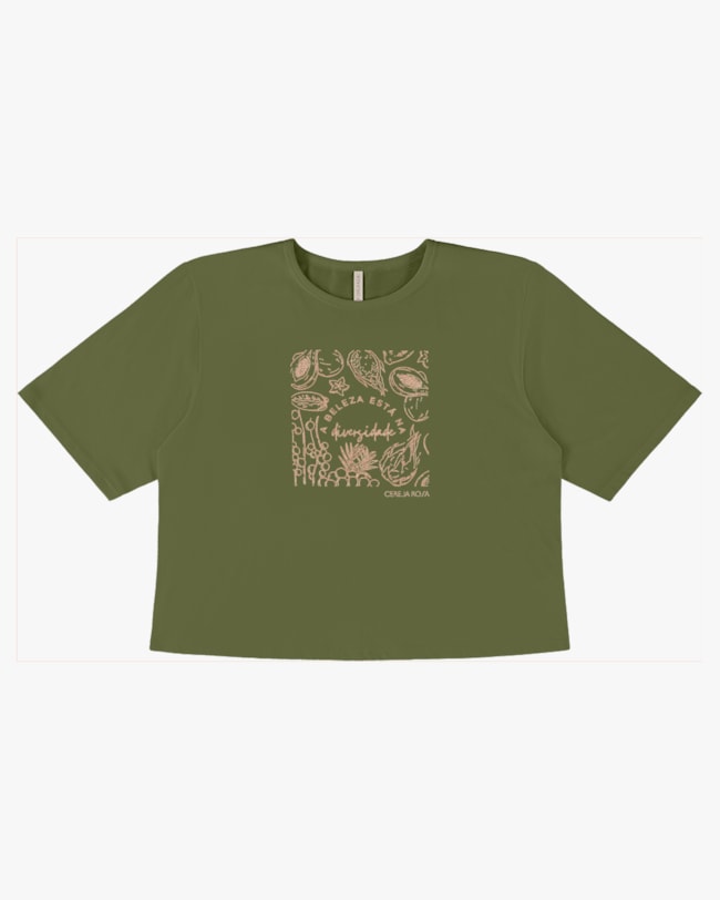 T-shirt em Meia Malha com Estampa Relevo - Cereja Rosa - Oliveira P-93eab16f-d42b-4563-a083-cf484c704ea6