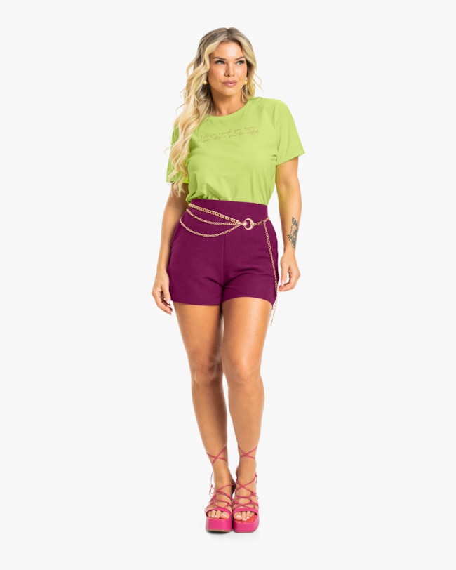 T-shirt em Meia Malha com Frase Cereja Rosa-669121b2-d3ae-4267-a56c-79cdc1354421