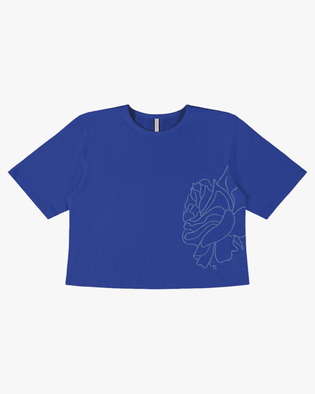 T-shirt em Meia Malha com Manga Ampla - Cereja Rosa - Azul Mar P-1ccd1344-9b8c-495b-9f1f-40514968a091