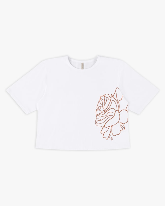 T-shirt em Meia Malha com Manga Ampla - Cereja Rosa - Branco P-8e210512-41ac-490e-b70c-023b6734a703