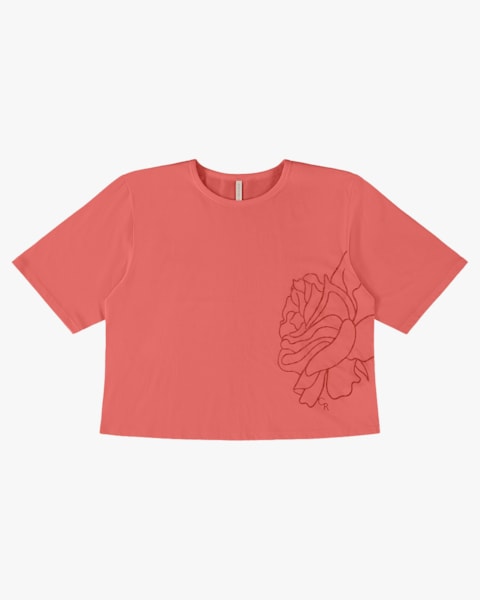 T-shirt em Meia Malha com Manga Ampla - Cereja Rosa - Lagosta