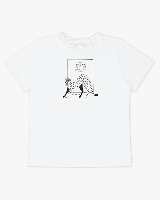T-shirt em Meia Malha com Retilínea - Cereja Rosa - Branco  P-d62c8a8c-c516-4046-9d5b-36fb5ee3d742