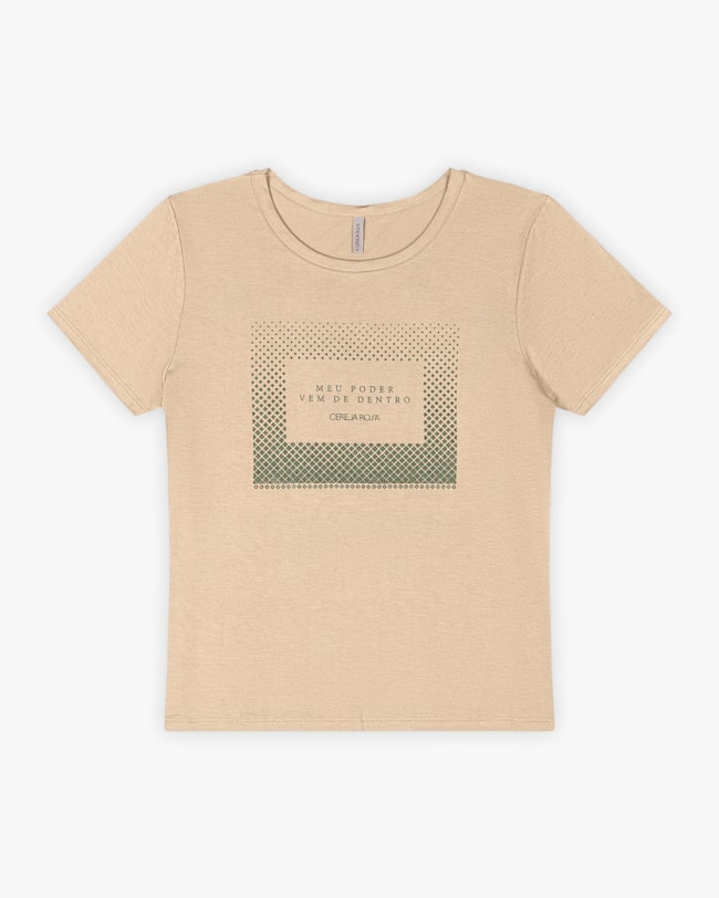 T-shirt Feminina com Estampa Relevo em Viscose Crepe - Cereja Rosa - Deserto-3ca21fcc-3477-4c32-b957-173574d572fa