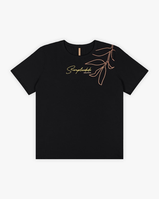 T-shirt Feminina Plus Size em Meia Malha com Estampa - Cereja Rosa - Preto-5687bd75-ff67-4f3a-9ff8-85e4995ab882