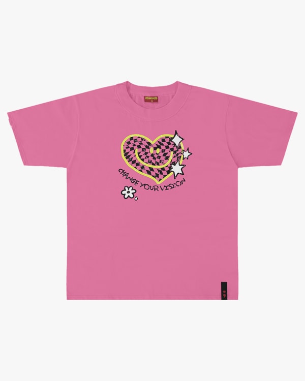 T-shirt Juvenil Oversized em Meia Malha com Estampa - BaseD - Blossom