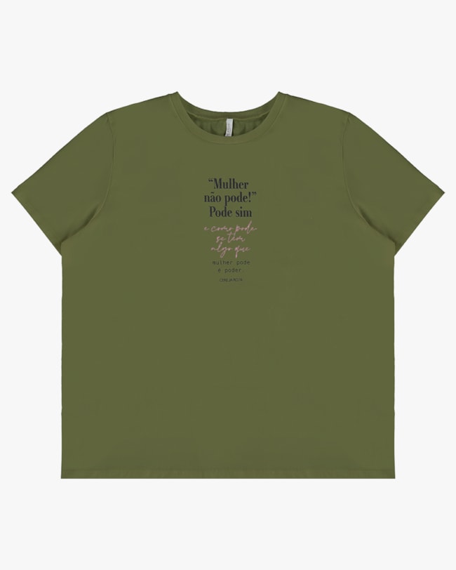 T-shirt Plus Size com Estampa Frase - Cereja Rosa - Oliveira P-9430a3d5-f8dd-434f-acec-b6a067a3be29