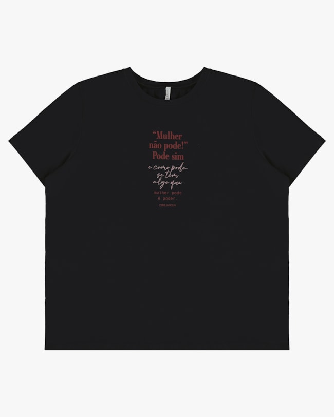 T-shirt Plus Size com Estampa Frase - Cereja Rosa - Preto P-c5bad1ae-6fd8-4a73-8957-54efbb6ce438