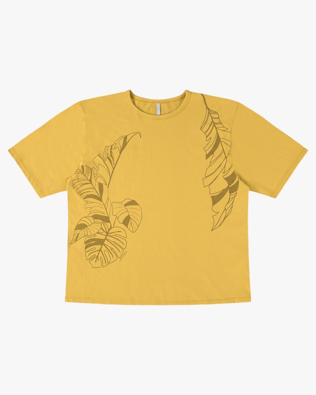 T-shirt Plus Size em Meia Malha - Cereja Rosa - Mostarda P-5fdf760a-9bde-4116-b711-c7c2cef36c37