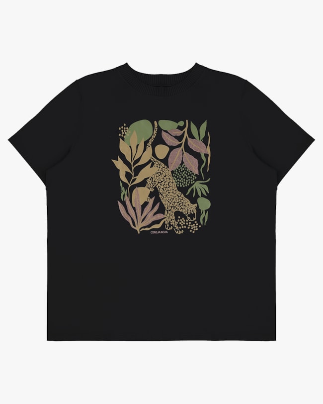 T-shirt Plus Size em Meia Malha com Retilínea - Cereja Rosa - Preto P-28bd1d27-c11a-492e-82a4-76e945ec2771