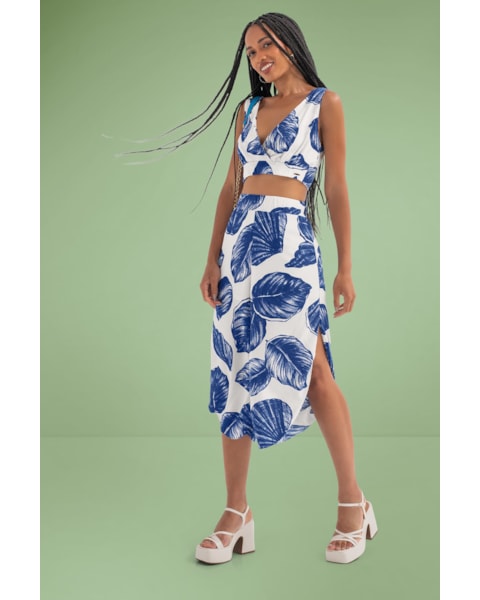 Top de Tecido Viscose Estampado Cereja Rosa