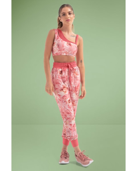 Top Fitness com Tule Cereja Rosa