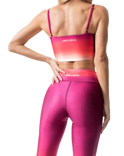 Top Fitness Feminino Cereja Rosa Degradê