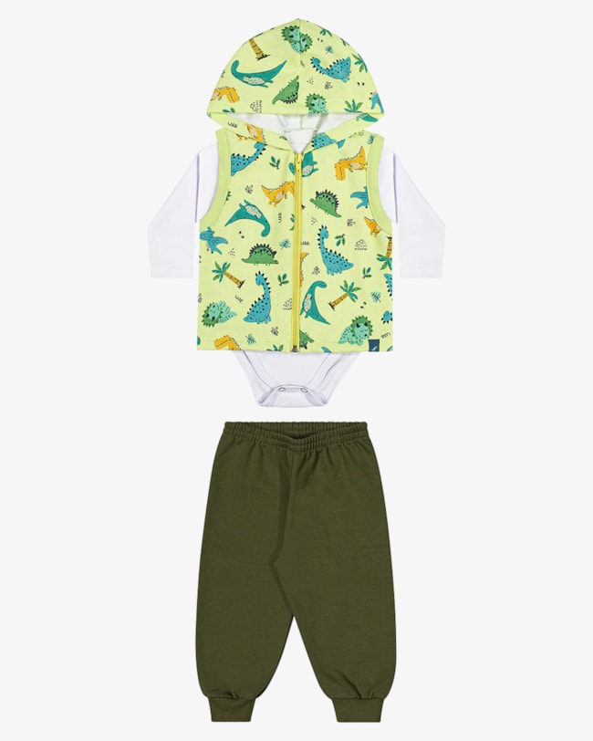 Trijunto Bebê Menino com Body, Colete e Calça ReiRex- Branco-41a69dc2-7e49-4713-af6a-6e96dffcbd78