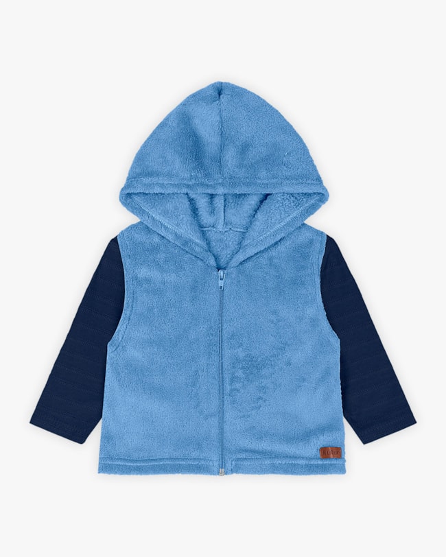 Trijunto Bebê Menino com Camiseta e Colete - ReiRex - Azul-56c2feec-b281-43a3-8cd6-0d6f9a1268d1