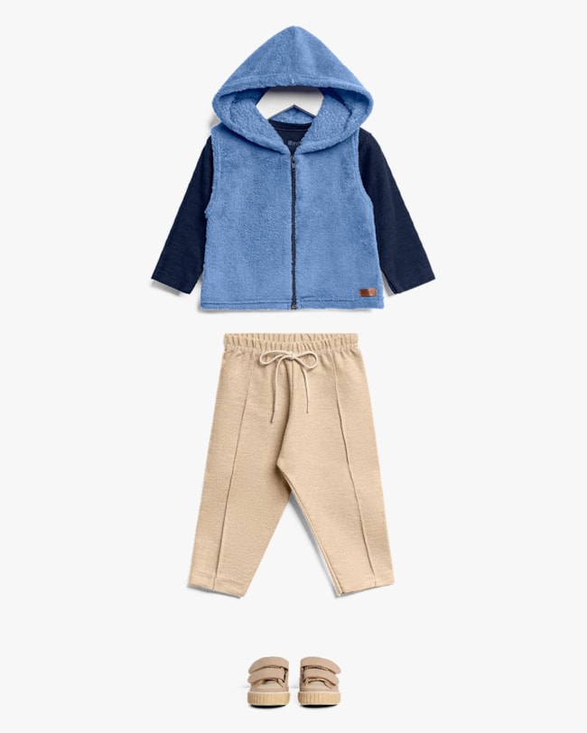 Trijunto Bebê Menino com Camiseta e Colete - ReiRex - Azul-1acb5f8d-a741-471d-a4d9-29cac66cc64a