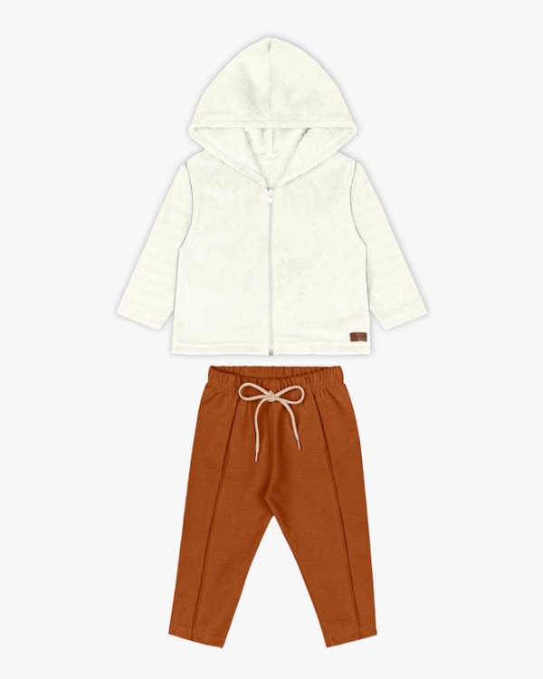 Trijunto Bebê Menino com Camiseta e Colete - ReiRex - Branco