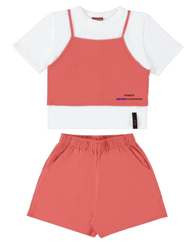 Trijunto Feminino Juvenil com Top Canelado - BaseD - Lagosta-8e444251-2c5c-4fa3-8605-09632ffda504