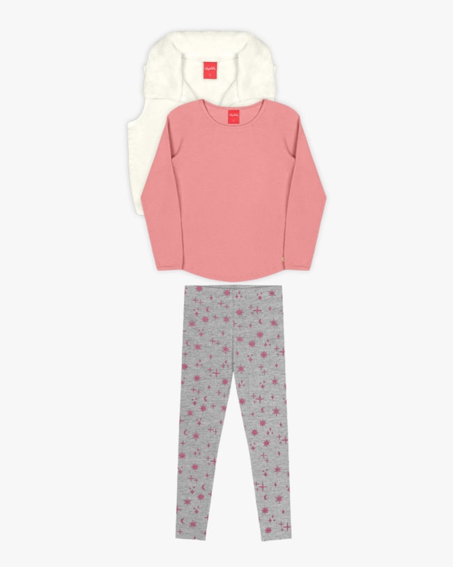 Trijunto Infantil Menina com Colete Pelo Kely Kety - Rosa-7cf4755f-cabc-4f1d-ac34-1451aeba2212