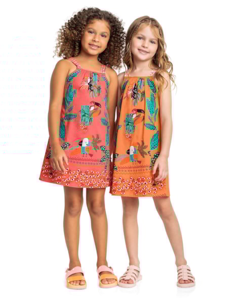 Vestido Alça Fina Estampado Menina Kely Kety