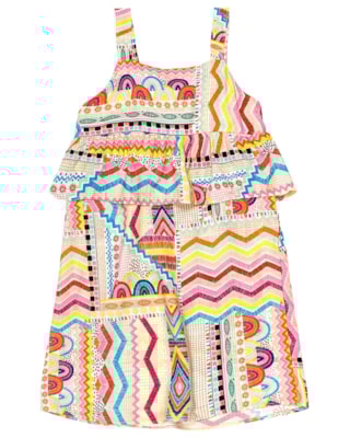 Vestido Alça Fina Estampado Menina Kely Kety