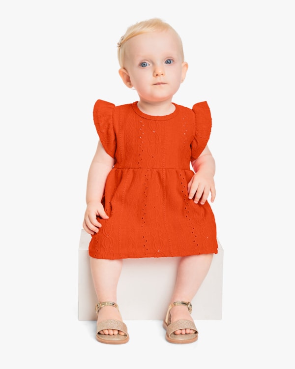 Vestido Bebê com Calcinha Kely Kety Sweet Coral