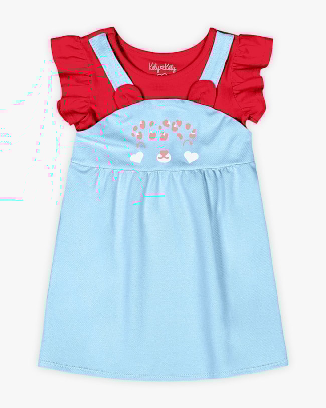 Vestido Bebê em Cotton com Aplicação Interativa - Kely Kety -Azul-c30d514d-f378-4d89-8a51-5ea998da4ed8