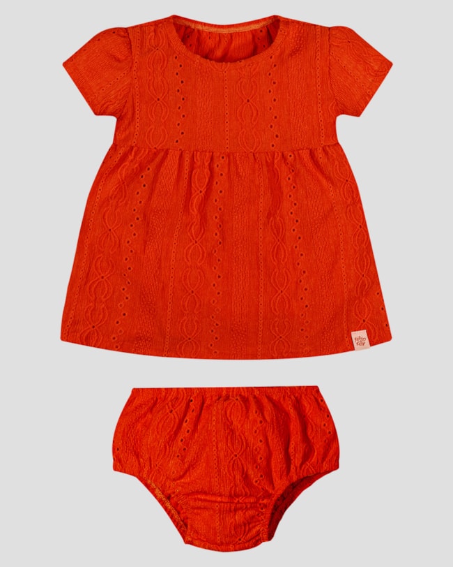 Vestido Bebê em Malha Laise com Calcinha Kely Kety Laranja-13006b57-157b-4452-94c8-33ea82813a55