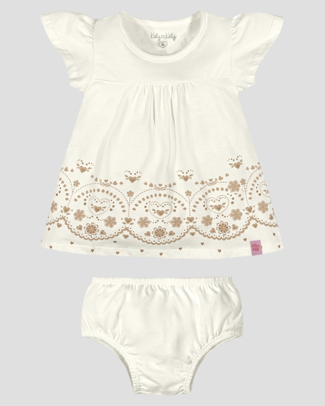 Vestido Bebê em Meia Malha com Calcinha Kely Kety Branco-b2a320fb-e046-40da-945b-5c45736ae337
