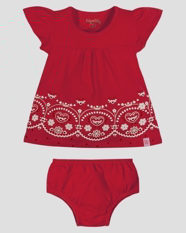 Vestido Bebê em Meia Malha com Calcinha Kely Kety Vermelho-a81e9bfc-b14e-431f-a7ce-c48424c65019