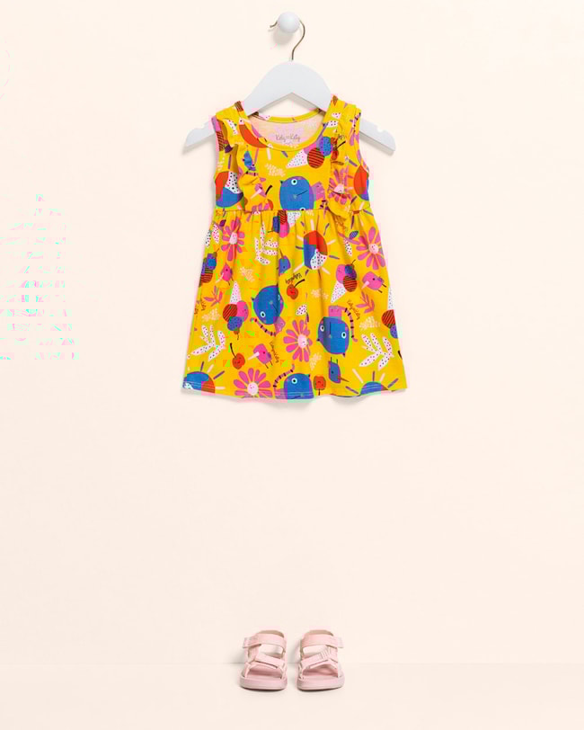 Vestido Bebê em Meia Malha Estampa Gatinhos- Kely Kety - Solar 01-50d997ce-006c-47b7-a0c3-818d6083fc84