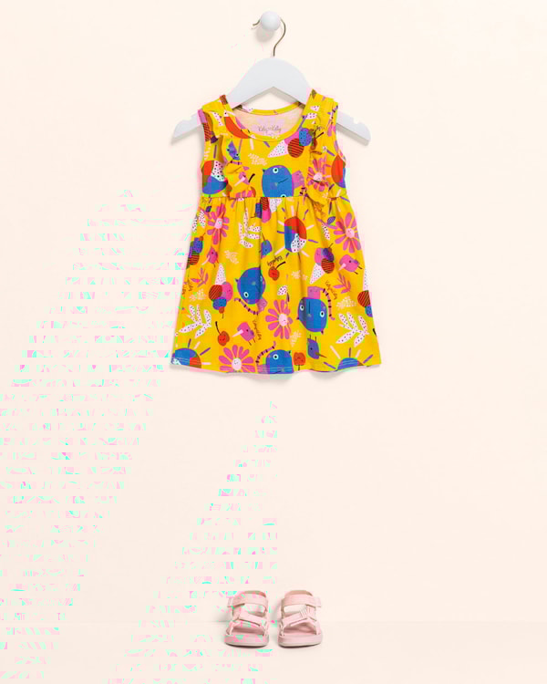 Vestido Bebê em Meia Malha Estampa Gatinhos- Kely Kety - Solar 01