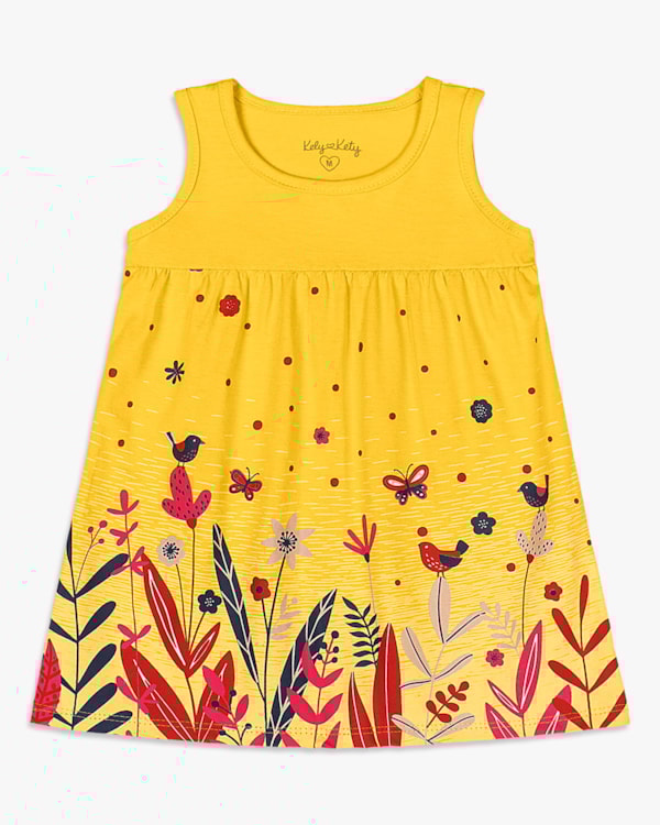 Vestido Bebê em Meia Malha Estampa Jardim - Kely Kety - Sol