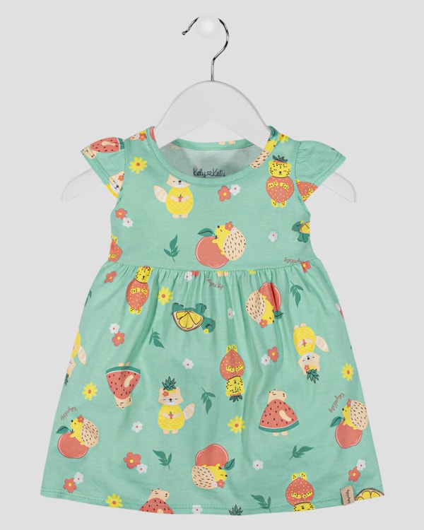Vestido Bebê em Meia Malha Estampada - Kely Kety - Gelato