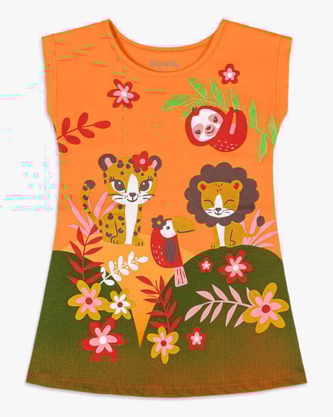 Vestido Bebê em Meia Malha Estampada - Kely Kety - Nectarine