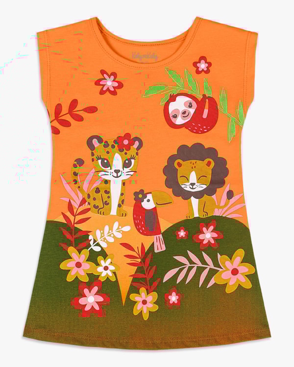 Vestido Bebê em Meia Malha Estampada - Kely Kety - Nectarine-G