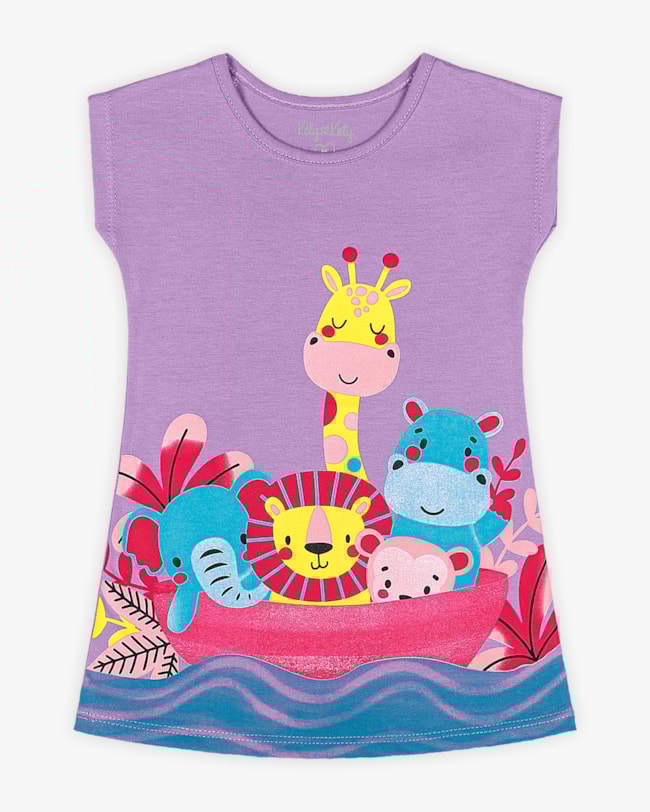 Vestido Bebê Estampa Animais em Meia Malha - Kely Kety - Sinfonia-f0a13086-61f1-4f2e-9cc1-861ec8d22021