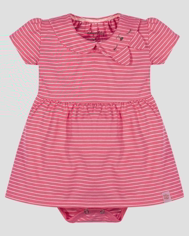 Vestido Body Bebê em Meia Malha Listrada Kely Kety Rosa-65ec7838-cc78-48f9-bb87-15ba883cf94b