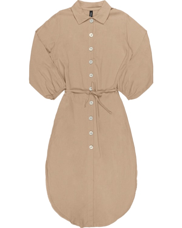 Vestido Camisa Feminina Cereja Rosa Linho