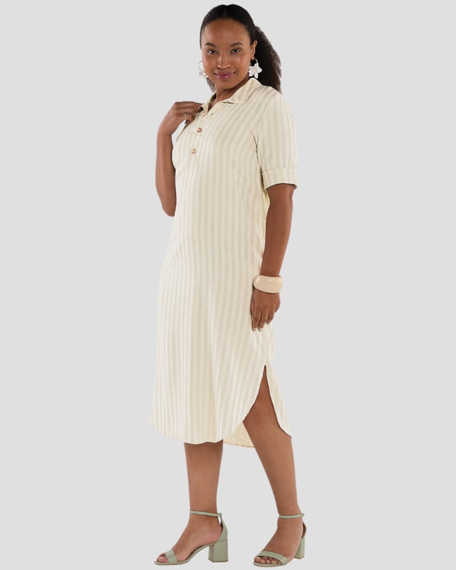 Vestido Camisa Midi em Viscose Linho - Cereja Rosa - Mint-b0147aaf-880e-497c-9bae-fa87c633320e